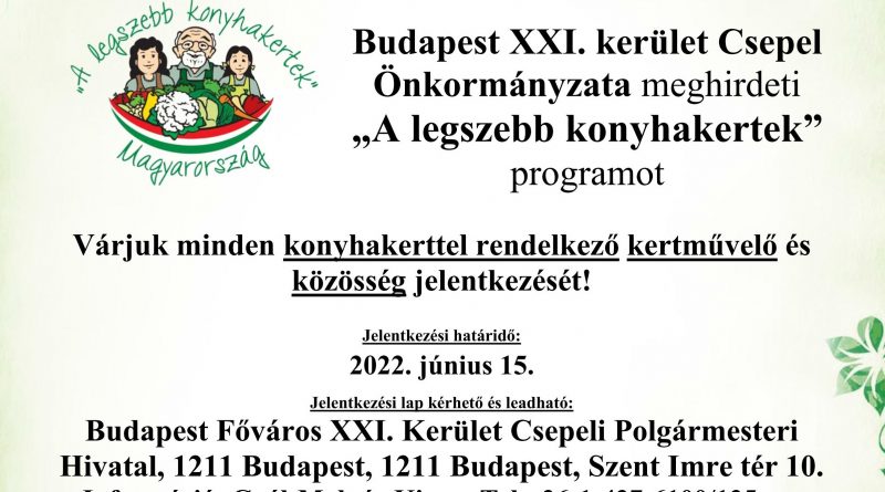 Budapest XXI. kerület –  Meghirdetjük “Legszebb konyhakertek” programunkat